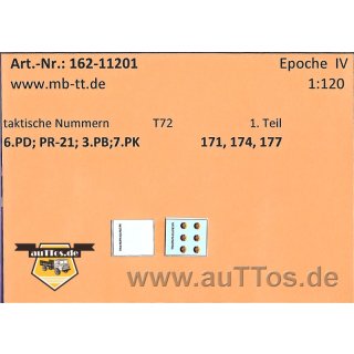 Decalsatz Taktische Nummern NVA T72 (171,174,177)